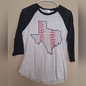 L&B Black and White Texas Baseball Graphic Tee Fan Wear